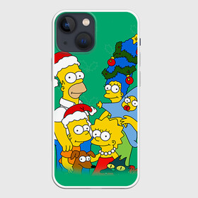 Чехол для iPhone 13 mini с принтом Симпсоны новогодние 3 в городе Новоалтайск,  |  | Тематика изображения на принте: simpsons | барт | барт симпсон | гомер | гомер симпсон | новый год | симпсоны | снег | снежинки