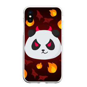 Чехол для iPhone XS Max матовый с принтом Панда дьяволенок в городе Новоалтайск, Силикон | Область печати: задняя сторона чехла, без боковых панелей | Тематика изображения на принте: дьяволенок | красный | крылья | огонь | панда | рога