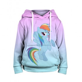 Детская толстовка 3D с принтом Rainbowdash в городе Новоалтайск, 100% полиэстер | двухслойный капюшон со шнурком для регулировки, мягкие манжеты на рукавах и по низу толстовки, спереди карман-кенгуру с мягким внутренним слоем | mlp | pony | rainbowdash | raindbow dash | пони