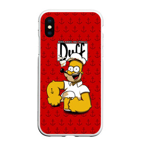 Чехол для iPhone XS Max матовый с принтом Duff Beer в городе Новоалтайск, Силикон | Область печати: задняя сторона чехла, без боковых панелей | bart | donut | griffin | homer | popeye | simpson | барт | гомер | гриффин | капитан | моряк | симпсон | стьюи | якорь