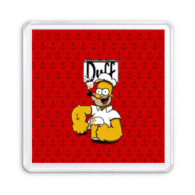 Магнит 55*55 с принтом Duff Beer в городе Новоалтайск, Пластик | Размер: 65*65 мм; Размер печати: 55*55 мм | Тематика изображения на принте: bart | donut | griffin | homer | popeye | simpson | барт | гомер | гриффин | капитан | моряк | симпсон | стьюи | якорь