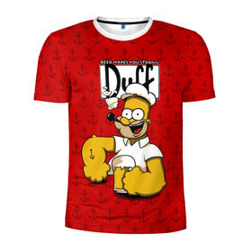Мужская футболка 3D спортивная с принтом Duff Beer в городе Новоалтайск, 100% полиэстер с улучшенными характеристиками | приталенный силуэт, круглая горловина, широкие плечи, сужается к линии бедра | bart | donut | griffin | homer | popeye | simpson | барт | гомер | гриффин | капитан | моряк | симпсон | стьюи | якорь