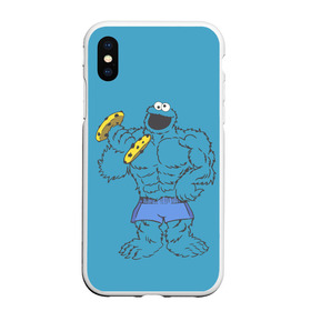 Чехол для iPhone XS Max матовый с принтом Коржик качок в городе Новоалтайск, Силикон | Область печати: задняя сторона чехла, без боковых панелей | cookie | качалка | улица сезам