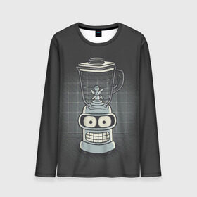 Мужской лонгслив 3D с принтом Bender Blender в городе Новоалтайск, 100% полиэстер | длинные рукава, круглый вырез горловины, полуприлегающий силуэт | bender | fry | futurama | hermes | zoidberg | бендер | блендер | гермес | зойдберг | туранга | фрай | футурама