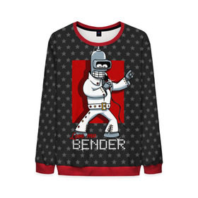 Мужской свитшот 3D с принтом Bender Presley в городе Новоалтайск, 100% полиэстер с мягким внутренним слоем | круглый вырез горловины, мягкая резинка на манжетах и поясе, свободная посадка по фигуре | bender | elvis presley | fry | futurama | hermes | rock n roll | zoidberg | бендер | гермес | зойдберг | робот | рок н ролл | туранга | фрай | футурама | элвис пресли