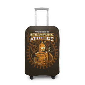 Чехол для чемодана 3D с принтом Steampunk Attitude в городе Новоалтайск, 86% полиэфир, 14% спандекс | двустороннее нанесение принта, прорези для ручек и колес | bender | fry | futurama | hermes | robot | zoidberg | бендер | гермес | зойдберг | робот | туранга | фрай | футурама