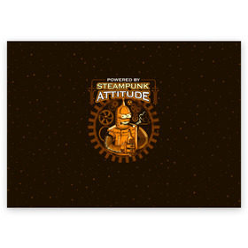 Поздравительная открытка с принтом Steampunk Attitude в городе Новоалтайск, 100% бумага | плотность бумаги 280 г/м2, матовая, на обратной стороне линовка и место для марки
 | bender | fry | futurama | hermes | robot | zoidberg | бендер | гермес | зойдберг | робот | туранга | фрай | футурама