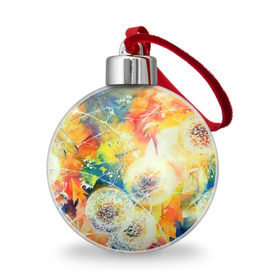 Ёлочный шар с принтом Одуванчики в городе Новоалтайск, Пластик | Диаметр: 77 мм | Тематика изображения на принте: bright | dandelions | dragonfly | meadow | paint | painting | summer | живопись | краски | лето | луг | одуванчики | стрекоза | яркие