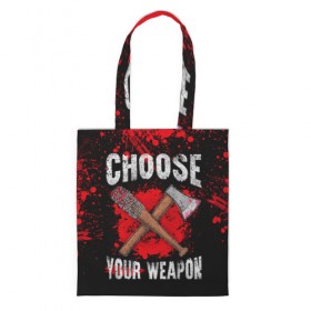 Сумка 3D повседневная с принтом Choose Your Weapon в городе Новоалтайск, 100% полиэстер | Плотность: 200 г/м2; Размер: 34×35 см; Высота лямок: 30 см | carl | rick | walking dead | zombie | бита | граймс | зомби | карл | рик | топор | ходячие мертвецы