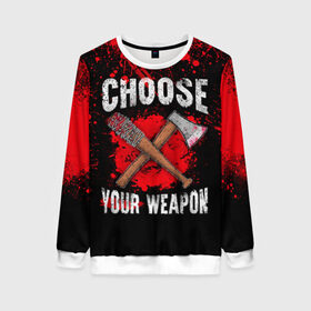 Женский свитшот 3D с принтом Choose Your Weapon в городе Новоалтайск, 100% полиэстер с мягким внутренним слоем | круглый вырез горловины, мягкая резинка на манжетах и поясе, свободная посадка по фигуре | carl | rick | walking dead | zombie | бита | граймс | зомби | карл | рик | топор | ходячие мертвецы