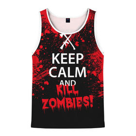 Мужская майка 3D с принтом Keep Calm & Kill Zombies в городе Новоалтайск, 100% полиэстер | круглая горловина, приталенный силуэт, длина до линии бедра. Пройма и горловина окантованы тонкой бейкой | bone | carl | rick | skelet | skull | walking dead | zombie | граймс | зомби | карл | нежить | нечисть | рик | скелет | ходячие мертвецы | череп