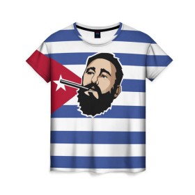 Женская футболка 3D с принтом Fidel Castro в городе Новоалтайск, 100% полиэфир ( синтетическое хлопкоподобное полотно) | прямой крой, круглый вырез горловины, длина до линии бедер | castro | che | fidel | guevara | гевара | кастро | фидель | че