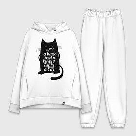 Женский костюм хлопок Oversize с принтом Черный кот в городе Новоалтайск,  |  | кот | котенок | кошка | мяу