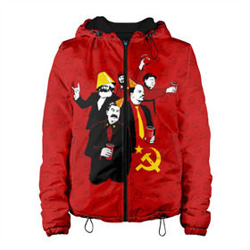 Женская куртка 3D с принтом Communist Party в городе Новоалтайск, ткань верха — 100% полиэстер, подклад — флис | прямой крой, подол и капюшон оформлены резинкой с фиксаторами, два кармана без застежек по бокам, один большой потайной карман на груди. Карман на груди застегивается на липучку | lenin | october | party | red | russia | soviet union | stalin | ussr | большевик | коммунист | красный | ленин | октябрь | пати | россия | советский союз | ссср | сталин