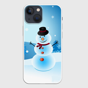 Чехол для iPhone 13 mini с принтом Снеговик в городе Новоалтайск,  |  | дед мороз | зима | новый год | праздник | снеговик | снежинки