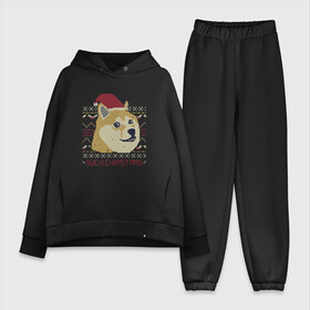 Женский костюм хлопок Oversize с принтом Новогодний свитер Doge в городе Новоалтайск,  |  | doge | доге | мем | новый год | собака