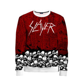 Детский свитшот 3D с принтом Slayer Red в городе Новоалтайск, 100% полиэстер | свободная посадка, прямой крой, мягкая тканевая резинка на рукавах и понизу свитшота | metal | rock | метал | рок | слэйер | трэш | череп