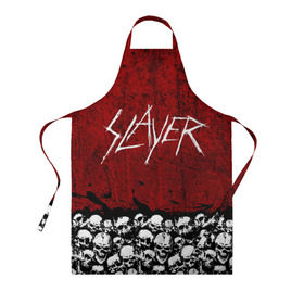 Фартук 3D с принтом Slayer Red в городе Новоалтайск, 100% полиэстер | общий размер — 65 х 85 см, ширина нагрудника — 26 см, горловина — 53 см, длина завязок — 54 см, общий обхват в поясе — 173 см. Принт на завязках и на горловине наносится с двух сторон, на основной части фартука — только с внешней стороны | metal | rock | метал | рок | слэйер | трэш | череп
