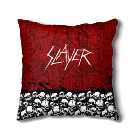 Подушка 3D с принтом Slayer Red в городе Новоалтайск, наволочка – 100% полиэстер, наполнитель – холлофайбер (легкий наполнитель, не вызывает аллергию). | состоит из подушки и наволочки. Наволочка на молнии, легко снимается для стирки | metal | rock | метал | рок | слэйер | трэш | череп