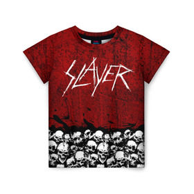 Детская футболка 3D с принтом Slayer Red в городе Новоалтайск, 100% гипоаллергенный полиэфир | прямой крой, круглый вырез горловины, длина до линии бедер, чуть спущенное плечо, ткань немного тянется | metal | rock | метал | рок | слэйер | трэш | череп