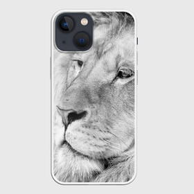 Чехол для iPhone 13 mini с принтом Лев в городе Новоалтайск,  |  | animal | black   white | king | lion | look | predator | wild | взгляд | дикий | животное | зверь | лев | хищник | царь | черно   белый