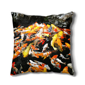 Подушка 3D с принтом Koi Fish (карпы кои) в городе Новоалтайск, наволочка – 100% полиэстер, наполнитель – холлофайбер (легкий наполнитель, не вызывает аллергию). | состоит из подушки и наволочки. Наволочка на молнии, легко снимается для стирки | bright | brocade | carp | color | decorative | depth | exotic | fish | koi | koi fish | sea | water | вода | глубина | декоративные | карпы | кои | море | парчовый | рыбки | цвет | экзотические | яркий