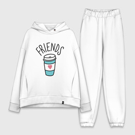 Женский костюм хлопок Oversize с принтом best friends в городе Новоалтайск,  |  | coffee | friends | hamburger | еда | кофе | парные