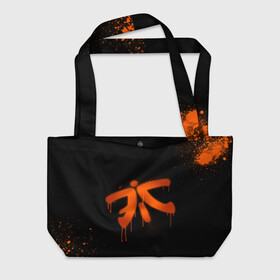 Пляжная сумка 3D с принтом cs:go - Fnatic (Black collection) в городе Новоалтайск, 100% полиэстер | застегивается на металлическую кнопку; внутренний карман застегивается на молнию. Стенки укреплены специальным мягким материалом, чтобы защитить содержимое от несильных ударов
 | 0x000000123 | cs | csgo | fnatic | кс | ксго | фнатик