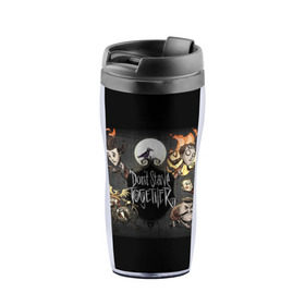 Термокружка-непроливайка с принтом Don`t Starve в городе Новоалтайск, внутренняя часть — пищевой пластик, наружная часть — прозрачный пластик, между ними — полиграфическая вставка с рисунком | объем — 350 мл, герметичная крышка | Тематика изображения на принте: dont starve