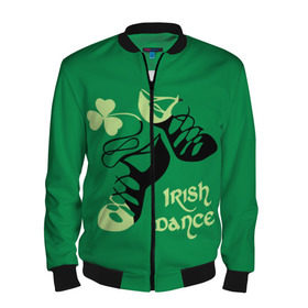 Мужской бомбер 3D с принтом Ireland, Irish dance в городе Новоалтайск, 100% полиэстер | застегивается на молнию, по бокам два кармана без застежек, по низу бомбера и на воротнике - эластичная резинка | background | black | clover | dance | green | ireland | irish | petal | soft shoes | зеленый | ирландия | ирландский | клевер | лепесток | мягкая | обувь | танец | фон | черная