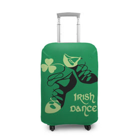 Чехол для чемодана 3D с принтом Ireland, Irish dance в городе Новоалтайск, 86% полиэфир, 14% спандекс | двустороннее нанесение принта, прорези для ручек и колес | background | black | clover | dance | green | ireland | irish | petal | soft shoes | зеленый | ирландия | ирландский | клевер | лепесток | мягкая | обувь | танец | фон | черная
