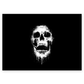 Поздравительная открытка с принтом Evil Skull в городе Новоалтайск, 100% бумага | плотность бумаги 280 г/м2, матовая, на обратной стороне линовка и место для марки
 | bone | dark | death | evil | hipster | skelet | skull | кости | скелет | темнота | хипстер | череп