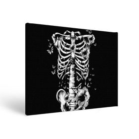 Холст прямоугольный с принтом Floral Skeleton в городе Новоалтайск, 100% ПВХ |  | Тематика изображения на принте: art | bone | dark | death | fashion | flower | hipster | skelet | skull | арт | грудь | кости | мода | ребра | скелет | стиль | темный | хипстер | цвет | череп