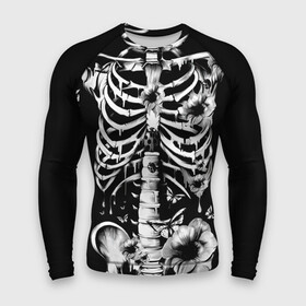 Мужской рашгард 3D с принтом Floral Skeleton в городе Новоалтайск,  |  | Тематика изображения на принте: art | bone | dark | death | fashion | flower | hipster | skelet | skull | арт | грудь | кости | мода | ребра | скелет | стиль | темный | хипстер | цвет | череп