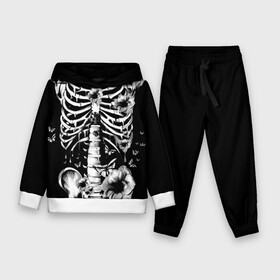 Детский костюм 3D (с толстовкой) с принтом Floral Skeleton в городе Новоалтайск,  |  | Тематика изображения на принте: art | bone | dark | death | fashion | flower | hipster | skelet | skull | арт | грудь | кости | мода | ребра | скелет | стиль | темный | хипстер | цвет | череп