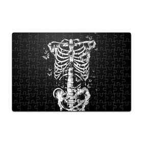 Пазл магнитный 126 элементов с принтом Floral Skeleton в городе Новоалтайск, полимерный материал с магнитным слоем | 126 деталей, размер изделия —  180*270 мм | Тематика изображения на принте: art | bone | dark | death | fashion | flower | hipster | skelet | skull | арт | грудь | кости | мода | ребра | скелет | стиль | темный | хипстер | цвет | череп