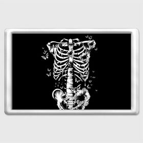Магнит 45*70 с принтом Floral Skeleton в городе Новоалтайск, Пластик | Размер: 78*52 мм; Размер печати: 70*45 | art | bone | dark | death | fashion | flower | hipster | skelet | skull | арт | грудь | кости | мода | ребра | скелет | стиль | темный | хипстер | цвет | череп