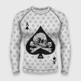 Мужской рашгард 3D с принтом Смертельный туз в городе Новоалтайск,  |  | poker | игра | карта | кости | скелет | туз | череп