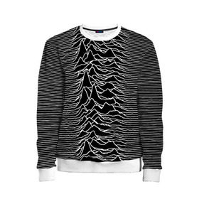 Детский свитшот 3D с принтом Joy Division. Unknown Pleasures в городе Новоалтайск, 100% полиэстер | свободная посадка, прямой крой, мягкая тканевая резинка на рукавах и понизу свитшота | joy division | альбом | волны | горы | линии | обложка | панк | рок