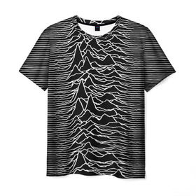 Мужская футболка 3D с принтом Joy Division. Unknown Pleasures в городе Новоалтайск, 100% полиэфир | прямой крой, круглый вырез горловины, длина до линии бедер | joy division | альбом | волны | горы | линии | обложка | панк | рок