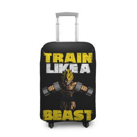Чехол для чемодана 3D с принтом Train Like a Beast в городе Новоалтайск, 86% полиэфир, 14% спандекс | двустороннее нанесение принта, прорези для ручек и колес | dragon ball | strong | workout | воркаут | драгон бол