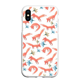 Чехол для iPhone XS Max матовый с принтом Лисичек много не бывает в городе Новоалтайск, Силикон | Область печати: задняя сторона чехла, без боковых панелей | Тематика изображения на принте: лиса | лисы | минимализм | паттерн