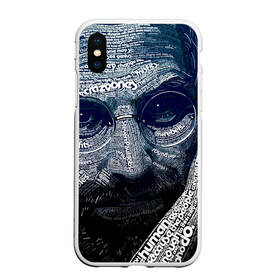 Чехол для iPhone XS Max матовый с принтом Стив Джобс в городе Новоалтайск, Силикон | Область печати: задняя сторона чехла, без боковых панелей | Тематика изображения на принте: an american businessman | apple | art | portrait | steve jobs | text | американец | искусство | портрет | предприниматель | стив джобс | текстовой | яблоко