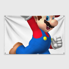 Флаг-баннер с принтом Super Mario в городе Новоалтайск, 100% полиэстер | размер 67 х 109 см, плотность ткани — 95 г/м2; по краям флага есть четыре люверса для крепления | nintendo | марио | нинтендо