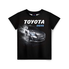Детская футболка 3D с принтом Toyota Drive в городе Новоалтайск, 100% гипоаллергенный полиэфир | прямой крой, круглый вырез горловины, длина до линии бедер, чуть спущенное плечо, ткань немного тянется | crown | toyota | авто | автомобиль | краун | машина | тачка | тойота
