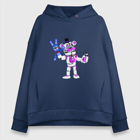 Женское худи Oversize хлопок с принтом Funtime Freddy в городе Новоалтайск, френч-терри — 70% хлопок, 30% полиэстер. Мягкий теплый начес внутри —100% хлопок | боковые карманы, эластичные манжеты и нижняя кромка, капюшон на магнитной кнопке | five nights at freddys: sister location