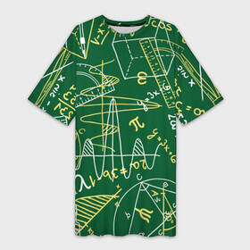 Платье-футболка 3D Геометрия: в городе Новоалтайск, | | background | board | charts | cube | geometry theorems | green | numbers | protractor | school | symbols | геометрия | доска | зеленый | знаки | куб | схемы | теоремы | транспортир | фон | циркуль | цифры | школьная