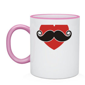 Кружка двухцветная с принтом Носи усы! Wear mustache! в городе Новоалтайск, керамика | объем — 330 мл, диаметр — 80 мм. Цветная ручка и кайма сверху, в некоторых цветах — вся внутренняя часть | beard | movember | mustache | борода | усабрь | усы