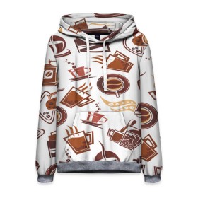 Мужская толстовка 3D с принтом Coffee в городе Новоалтайск, 100% полиэстер | двухслойный капюшон со шнурком для регулировки, мягкие манжеты на рукавах и по низу толстовки, спереди карман-кенгуру с мягким внутренним слоем. | кофе | паттерн