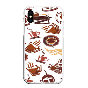 Чехол для iPhone XS Max матовый с принтом Coffee в городе Новоалтайск, Силикон | Область печати: задняя сторона чехла, без боковых панелей | Тематика изображения на принте: кофе | паттерн